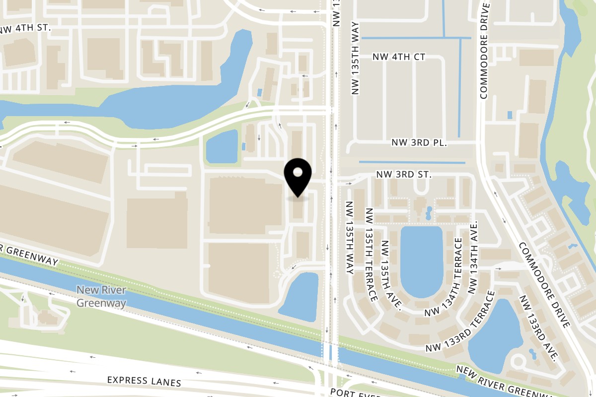 Map showing the location of Vita Nostra Bakery Bistro on 149 NW 136th Ave in Sunrise